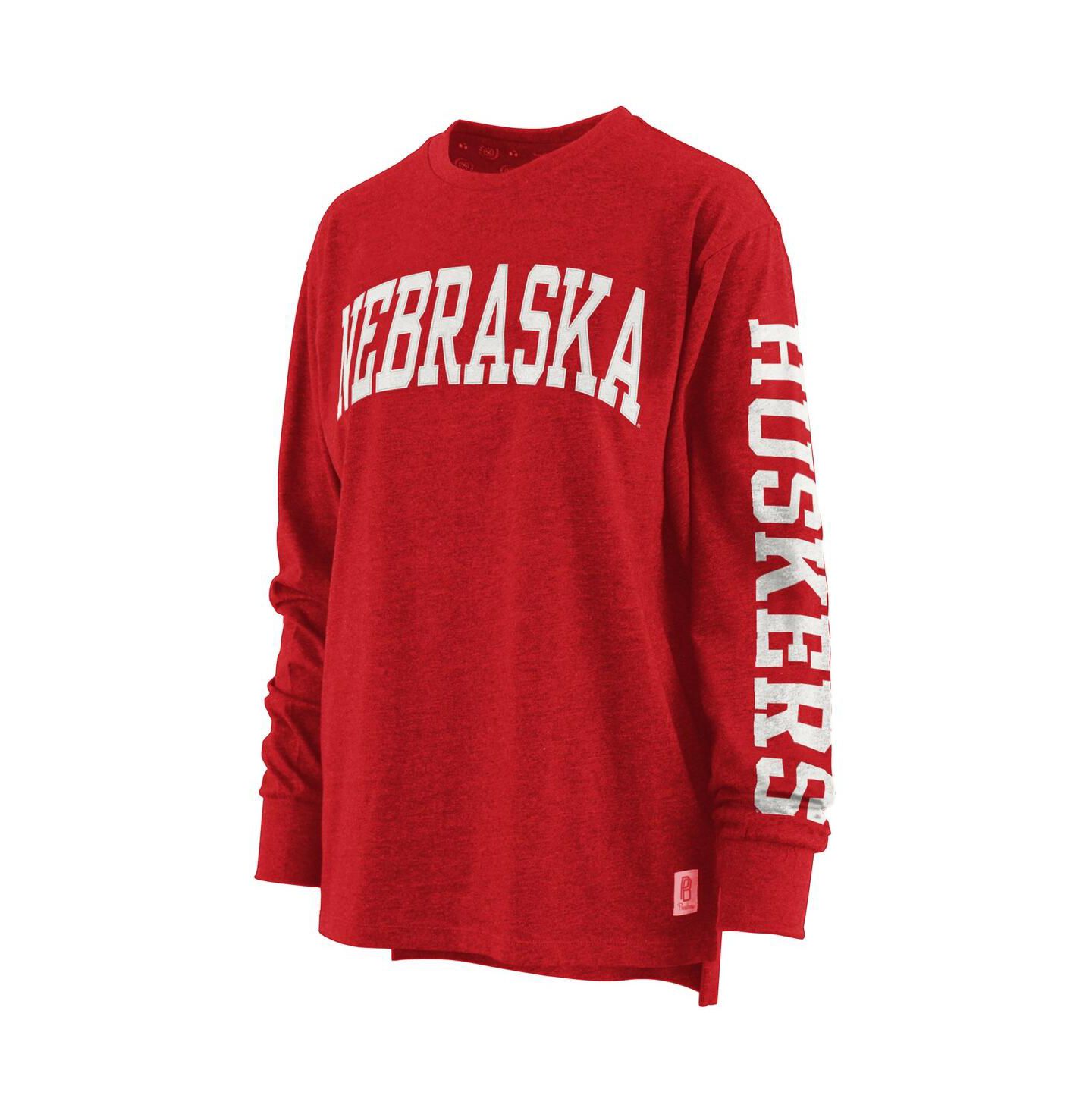 Женская футболка Pressbox Heathered Scarlet Nebraska Huskers Two-Hit Canyon Long Sleeve — фото 4