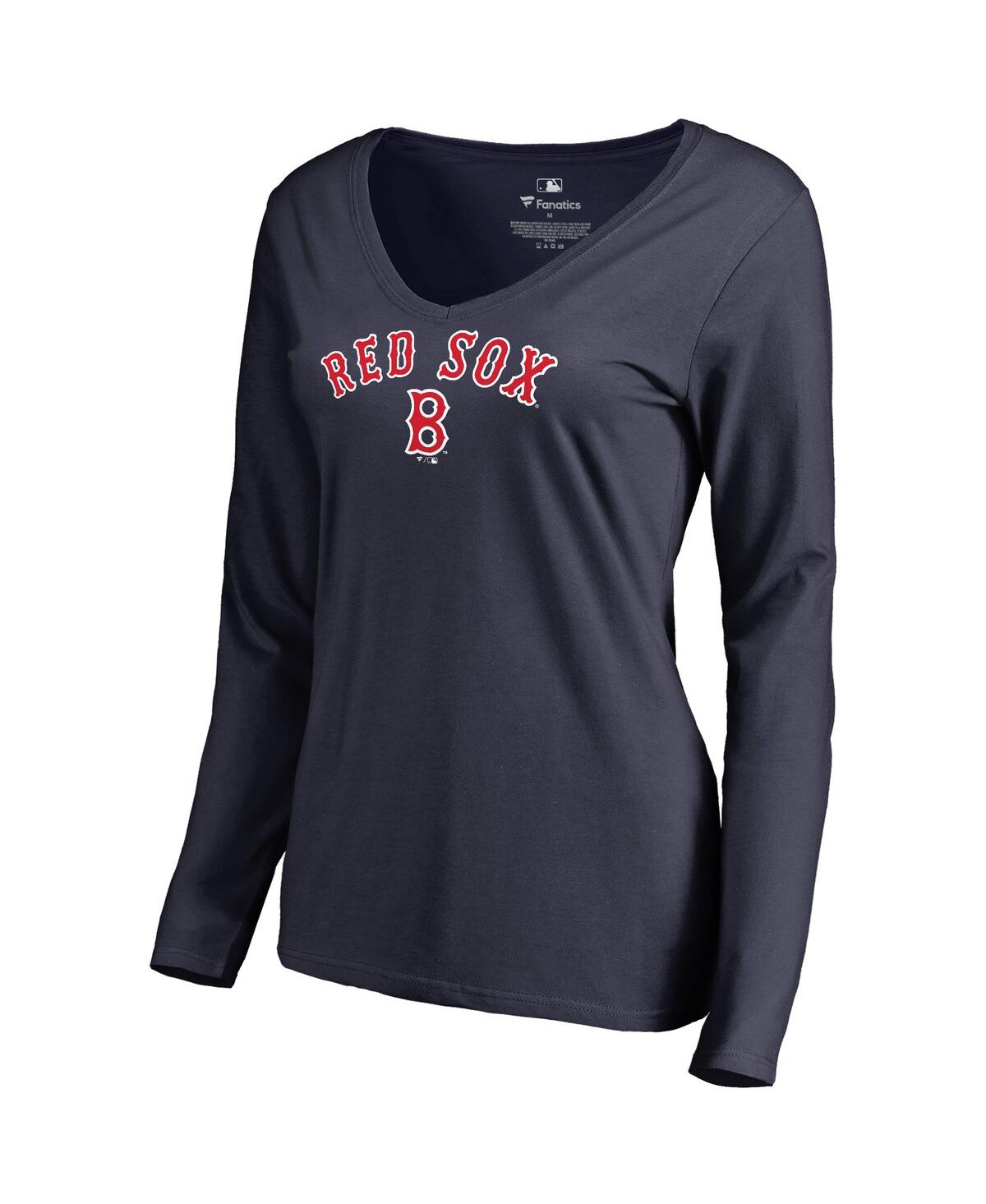Fanatics Women's  Navy Boston Red Sox Cooperstown Collection Wahconah Long Sleeve V-neck T-shirt
