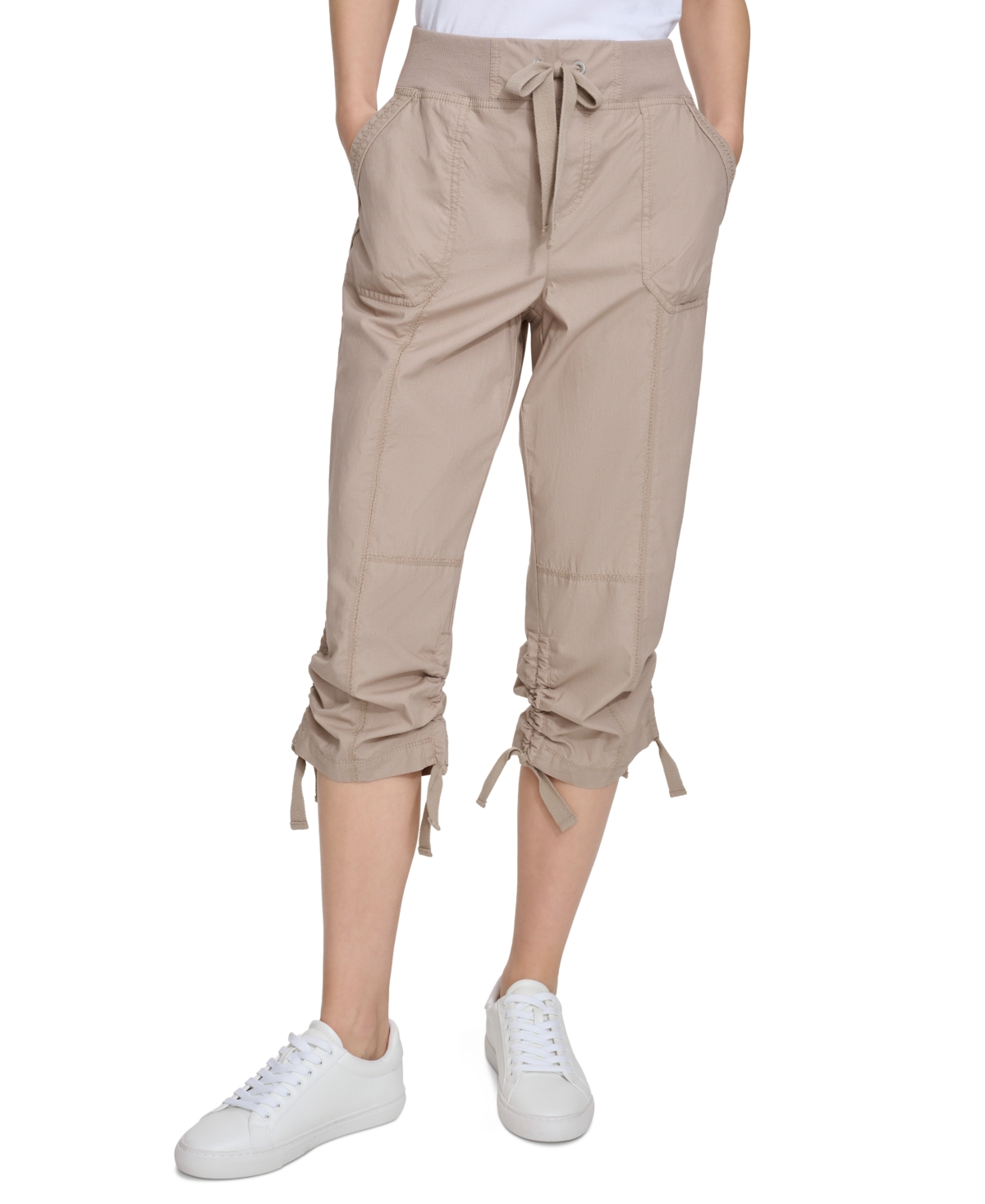 Shop Calvin Klein Women's Convertible Cargo Capri Pants In Moonrock