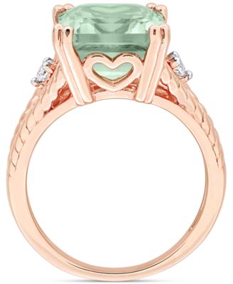 Green Quartz (5-1/2 ct. t.w.) & White Topaz (1/20 ct. t.w.) Statement Ring in 18k Rose Gold-Flash Sterling Silver