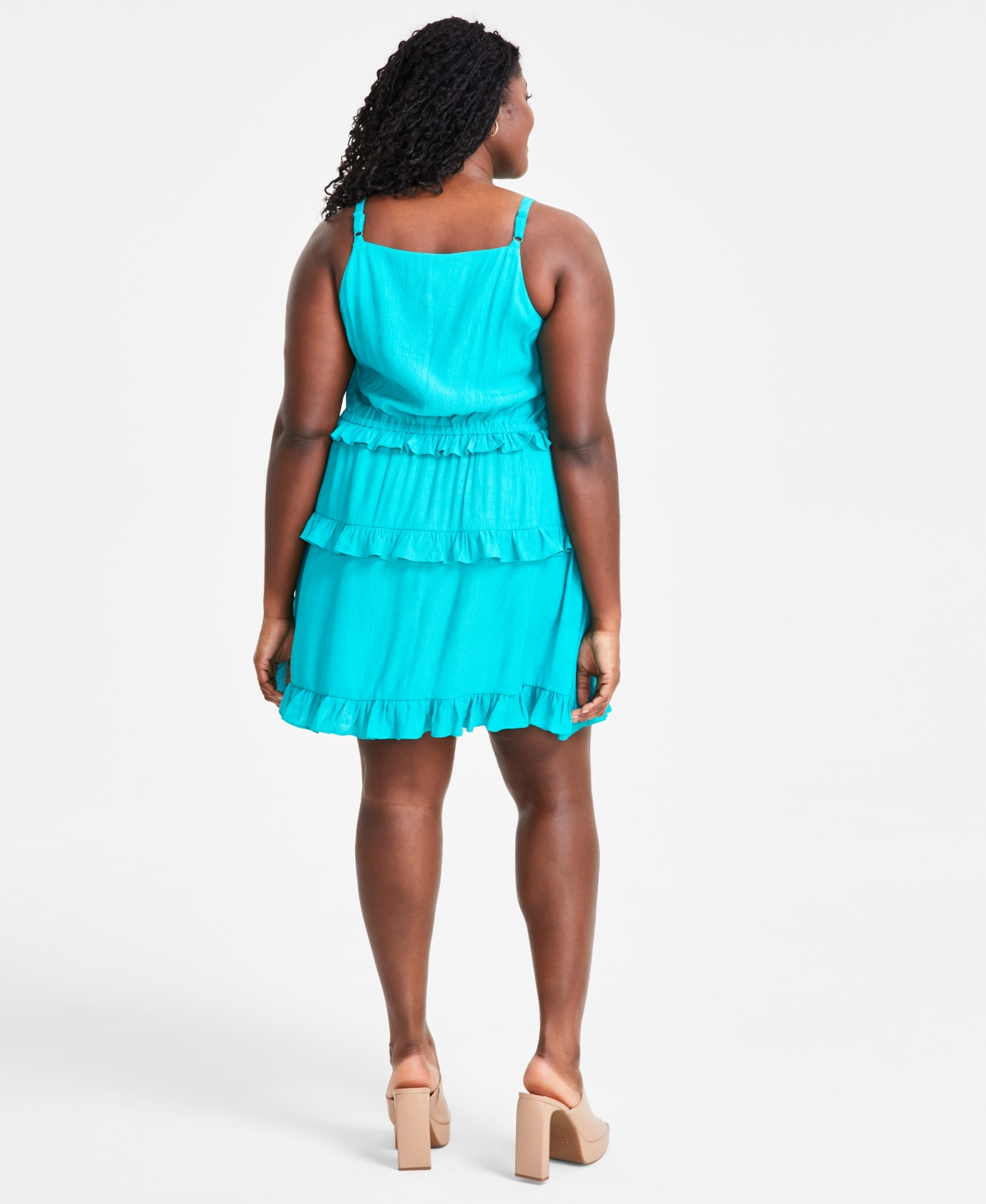 Bar Iii Trendy Plus Size Halter Ruffled Mini Dress, Created for Macy's