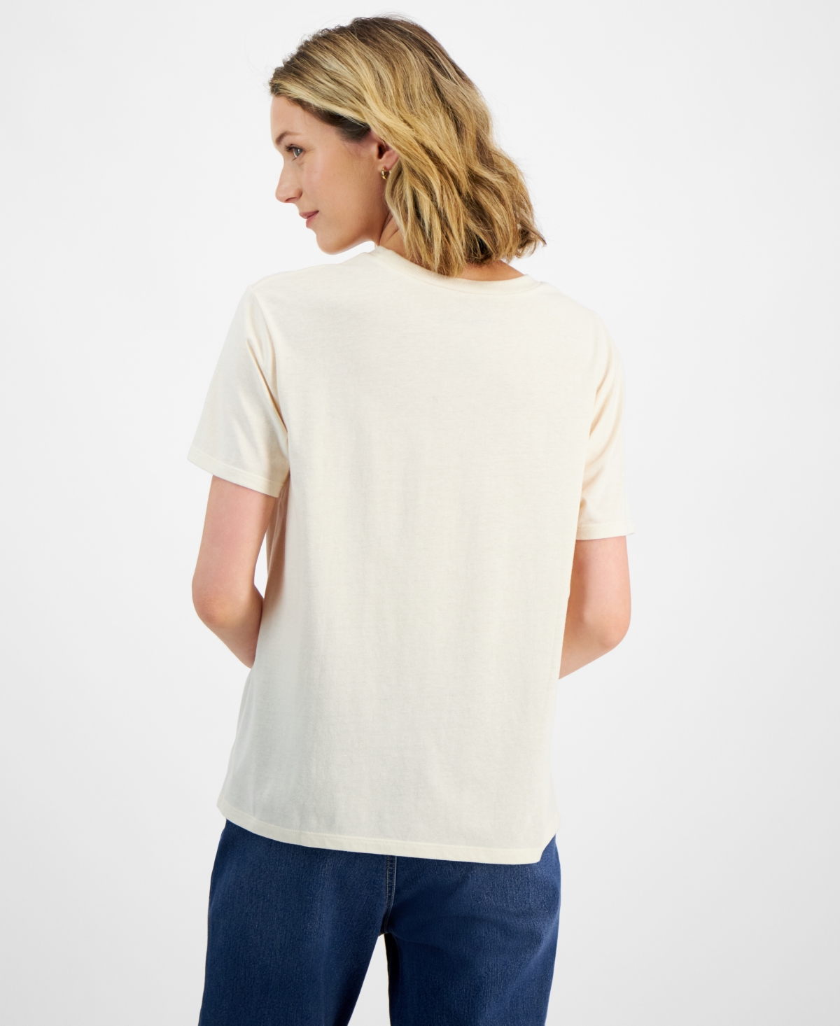 Disney Juniors' Retro Ohana Stitch Crewneck T-shirt In Whitecap Grey