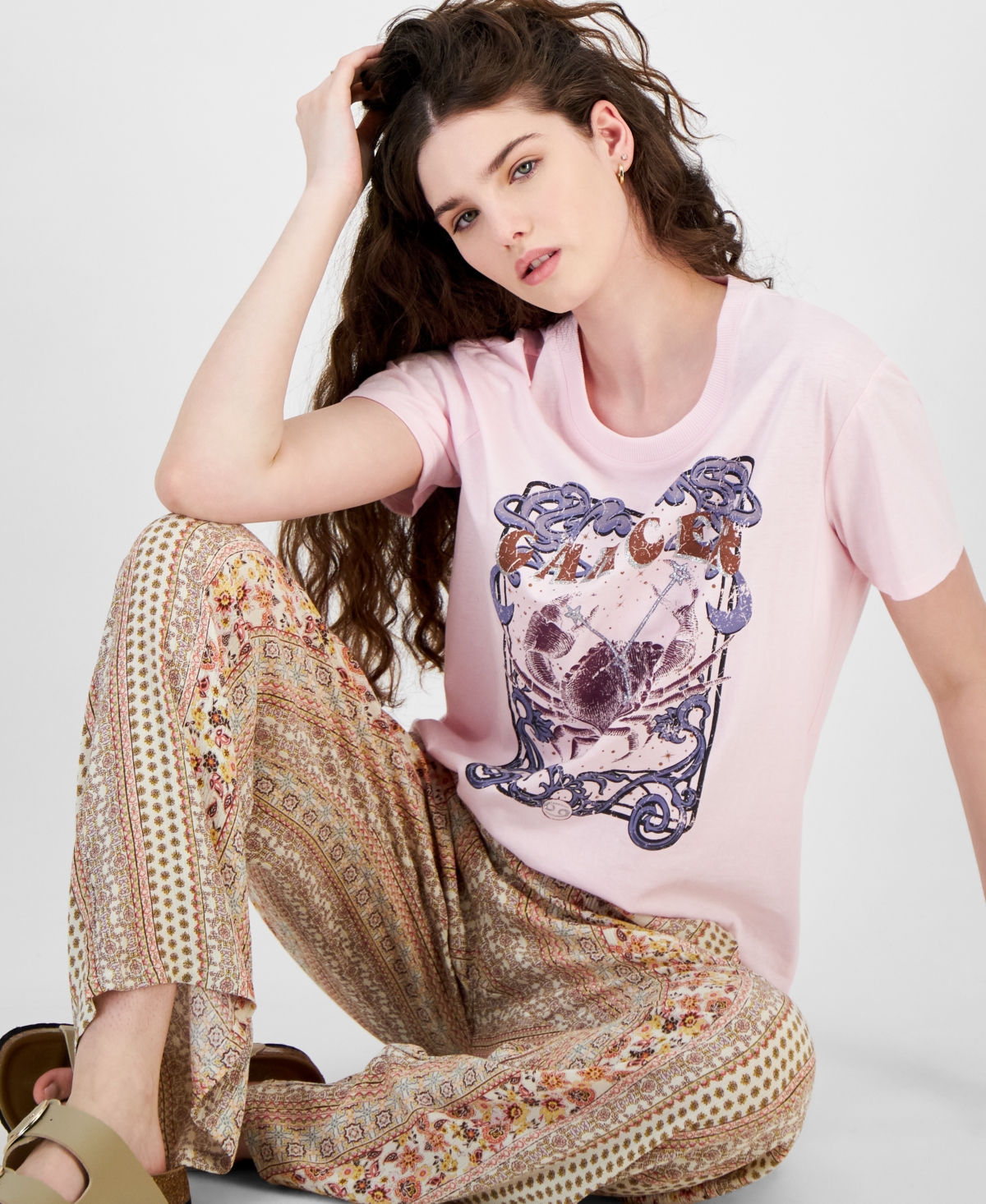 Shop Self Esteem Juniors' Cancer Graphic T-shirt In Cherry Blossom