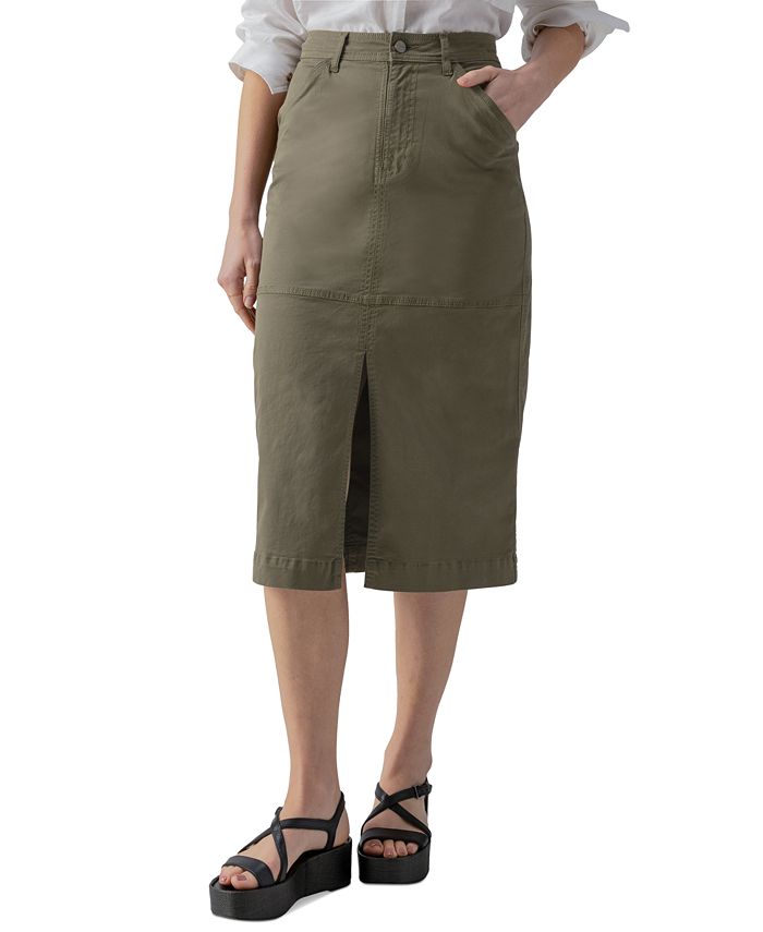 Floral Tiered Front Slit Midi Skirt: Black/Mocha