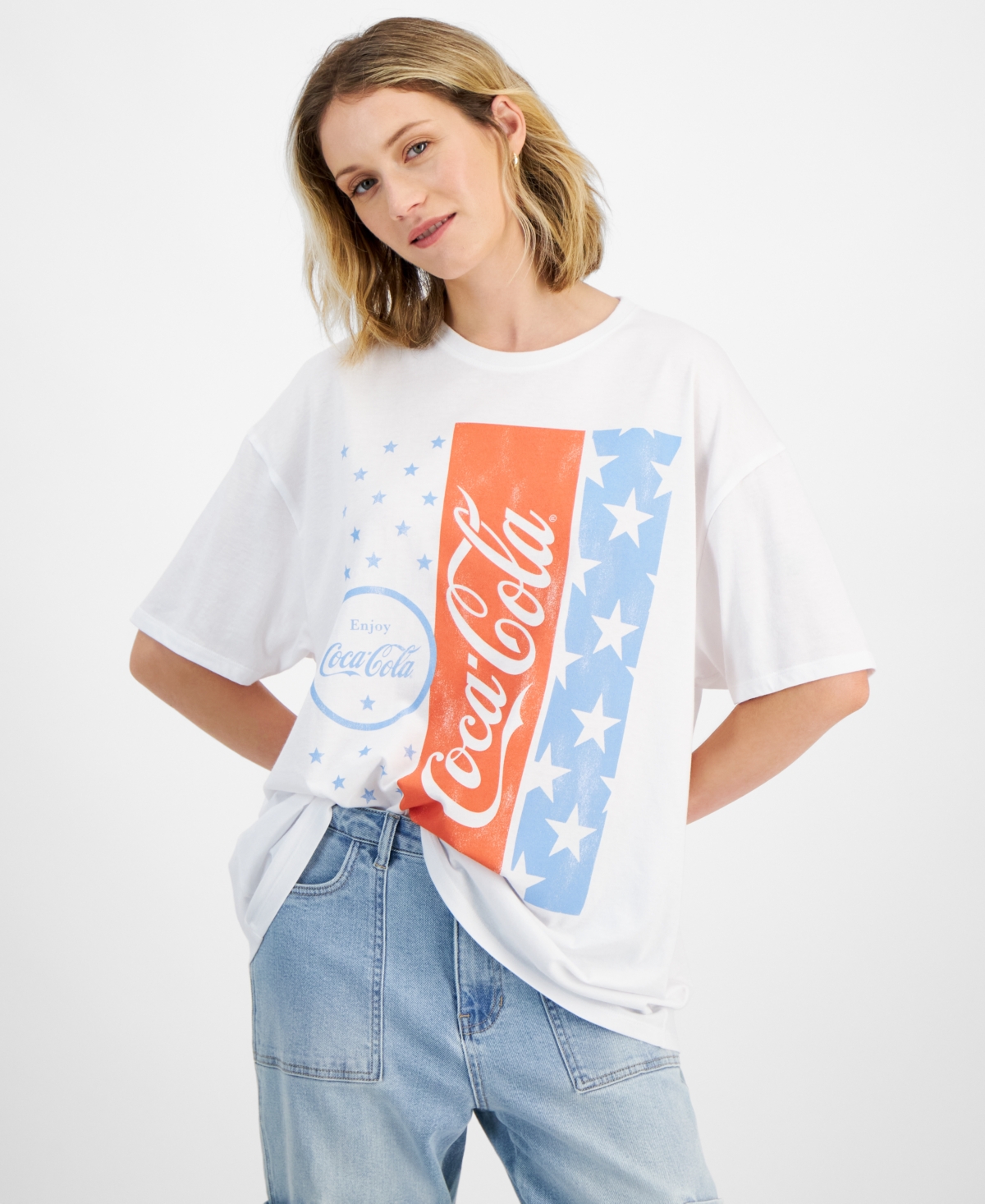 Juniors' Coca Cola Graphic T-Shirt - White