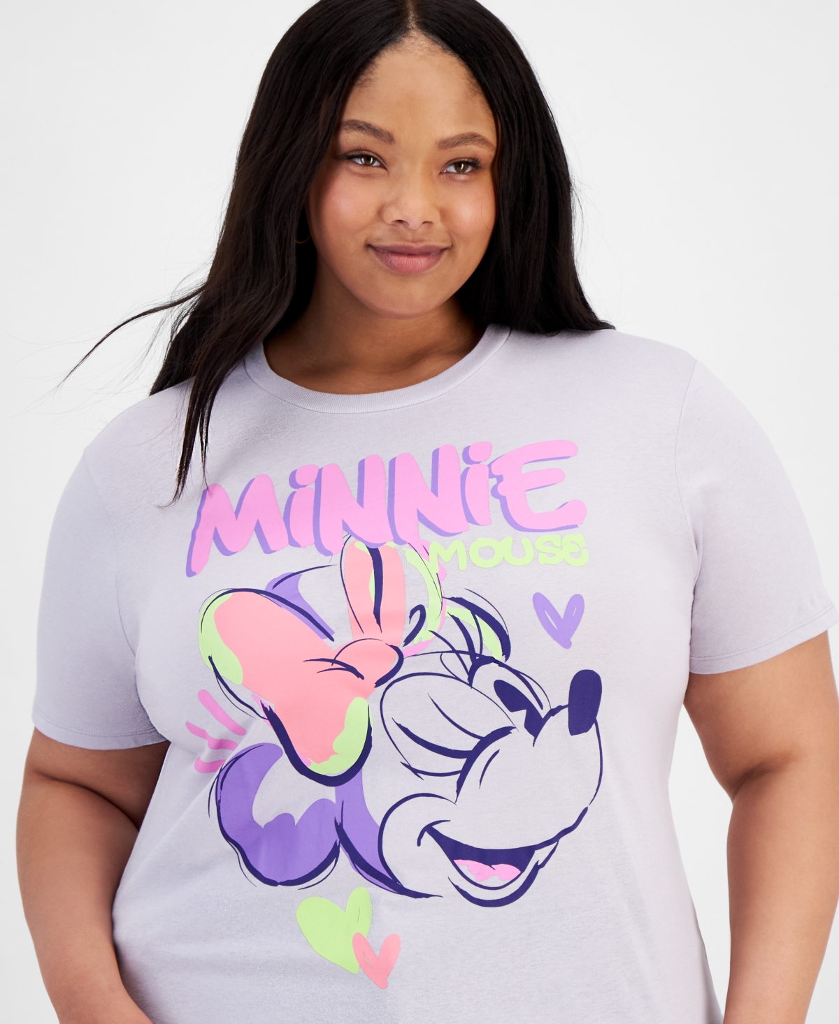 Shop Disney Trendy Plus Size Minnie Wink Sketch Graphic T-shirt In Lavender B