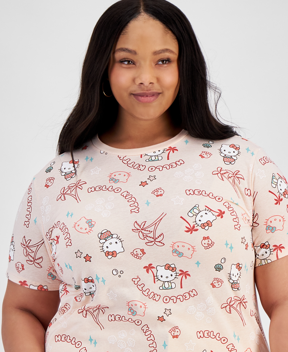 Shop Love Tribe Trendy Plus Size Hello Kitty Adventure T-shirt In Cloud Pink