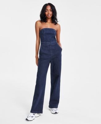 Juniors Strapless Denim Jumpsuit