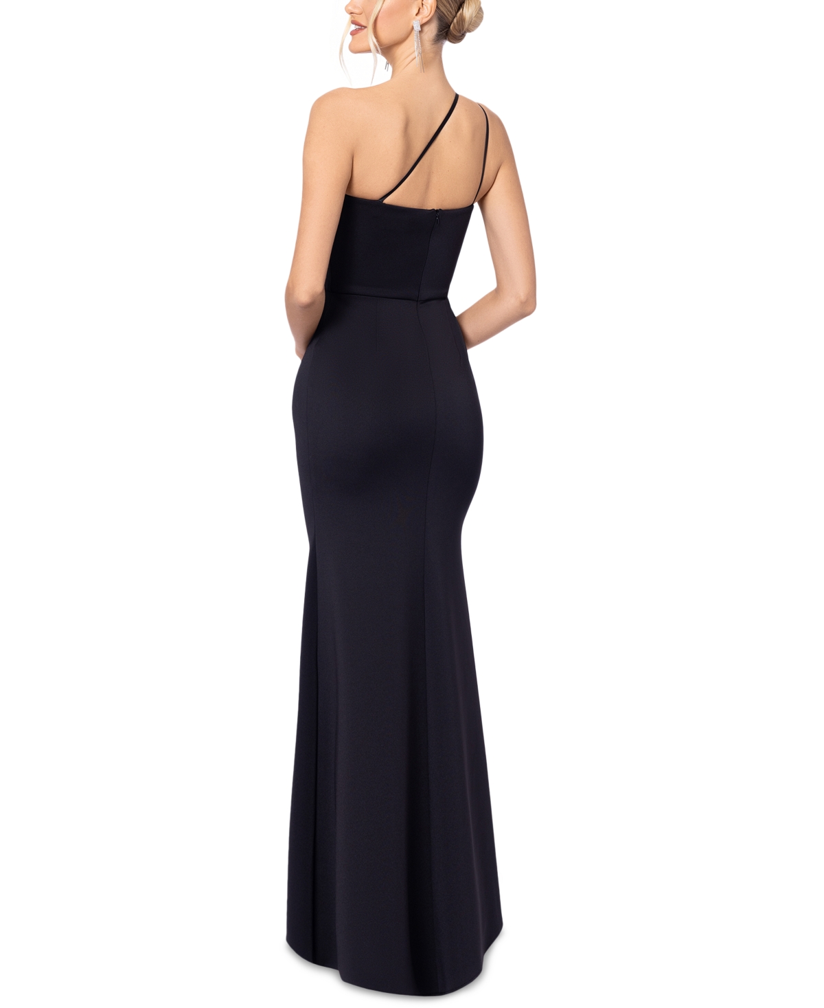 Shop Blondie Nites Juniors' One-shoulder Rosette-detail Gown In Black