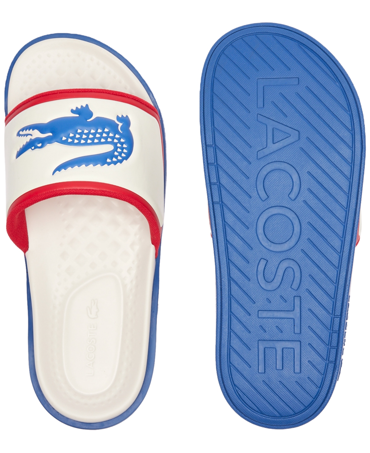Lacoste Men's Serve Slide Dualiste Slip-On Sandals -Blue