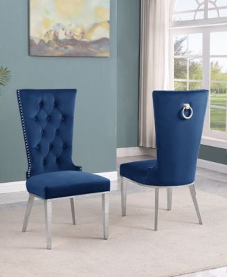 26" L x 20" W x 42" H Velvet Upholstered Side Chairs with Stainless Steel Legs, Set of 2