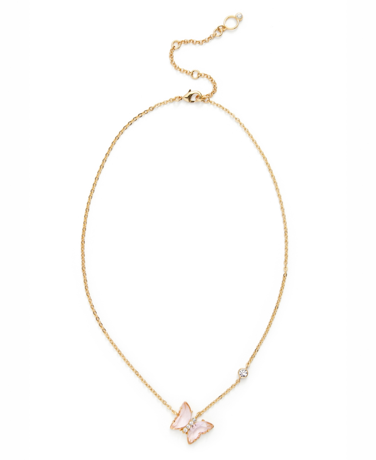 Kleinfeld Faux Stone Butterfly Delicate Pendant Necklace In Pink,gold