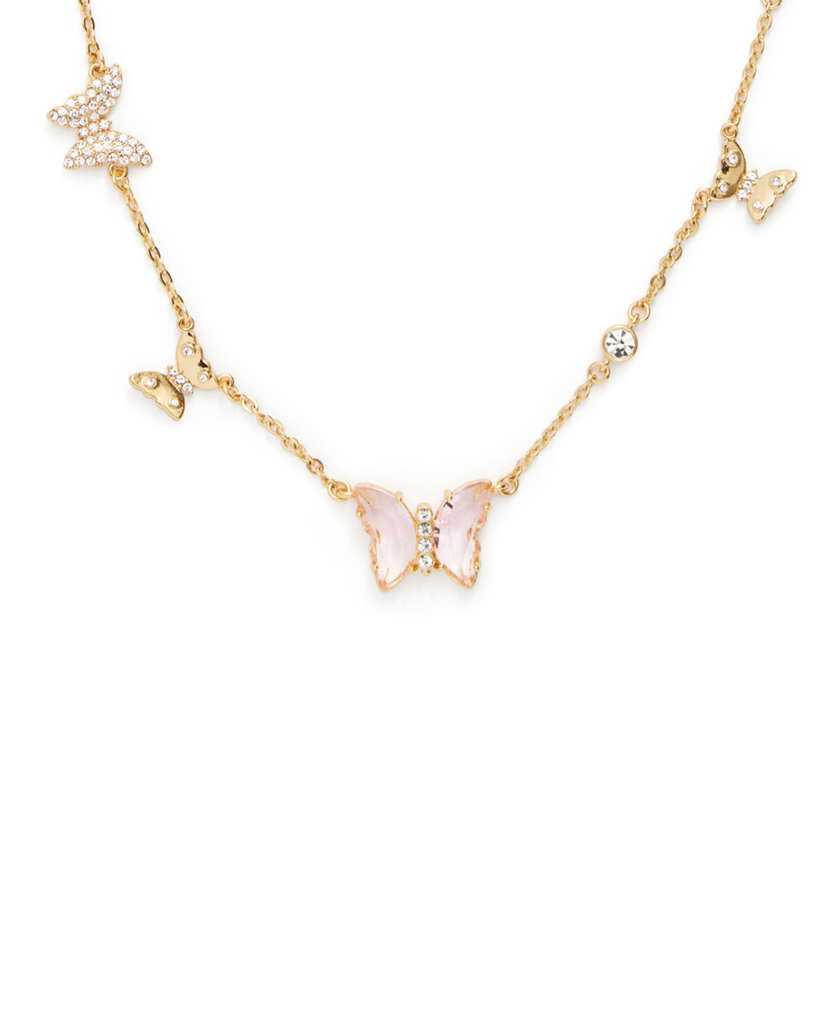 Shop Kleinfeld Faux Stone Mixed Butterfly Bib Necklace In Pink,gold
