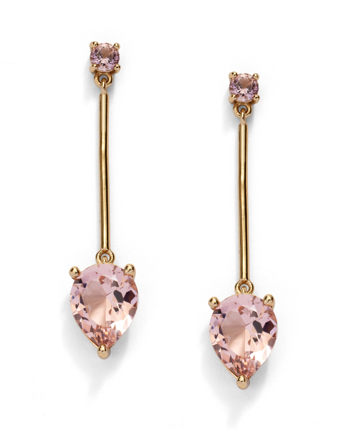 Kleinfeld Cubic Zirconia Pear Bar Drop Earrings In Light Rose,gold