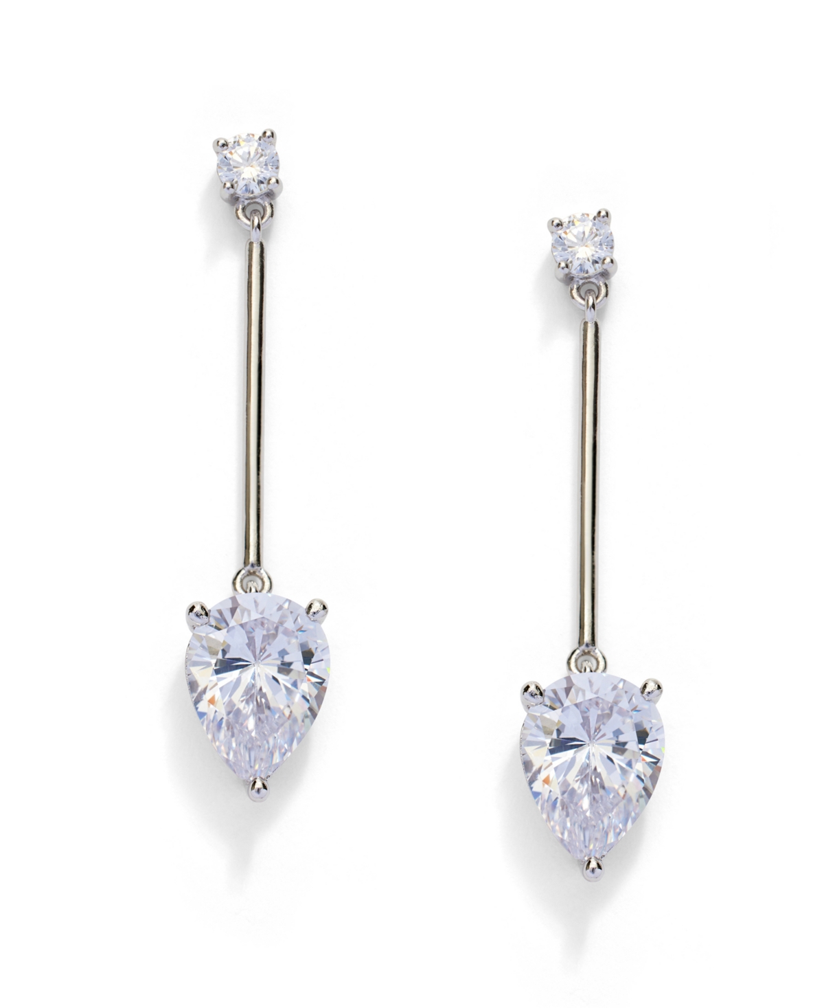 Kleinfeld Cubic Zirconia Pear Bar Drop Earrings In Crystal,rhodium