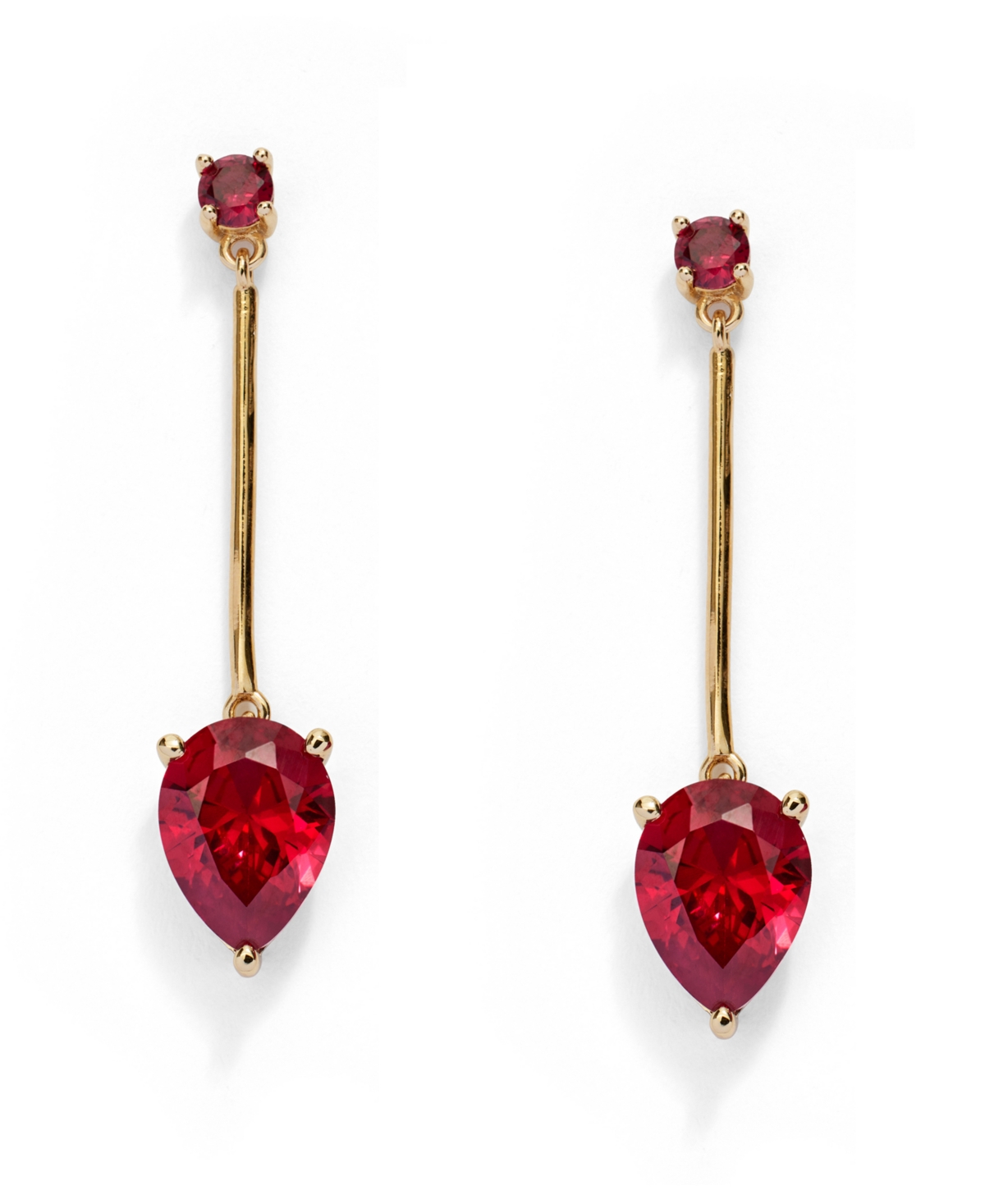 Kleinfeld Cubic Zirconia Pear Bar Drop Earrings In Red,gold