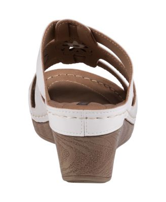 Women's Spring Triple Band Flower Wedge Sandals