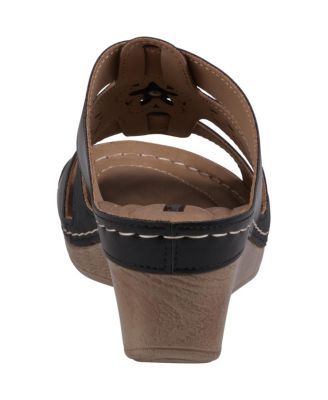 Women's Spring Triple Band Flower Wedge Sandals