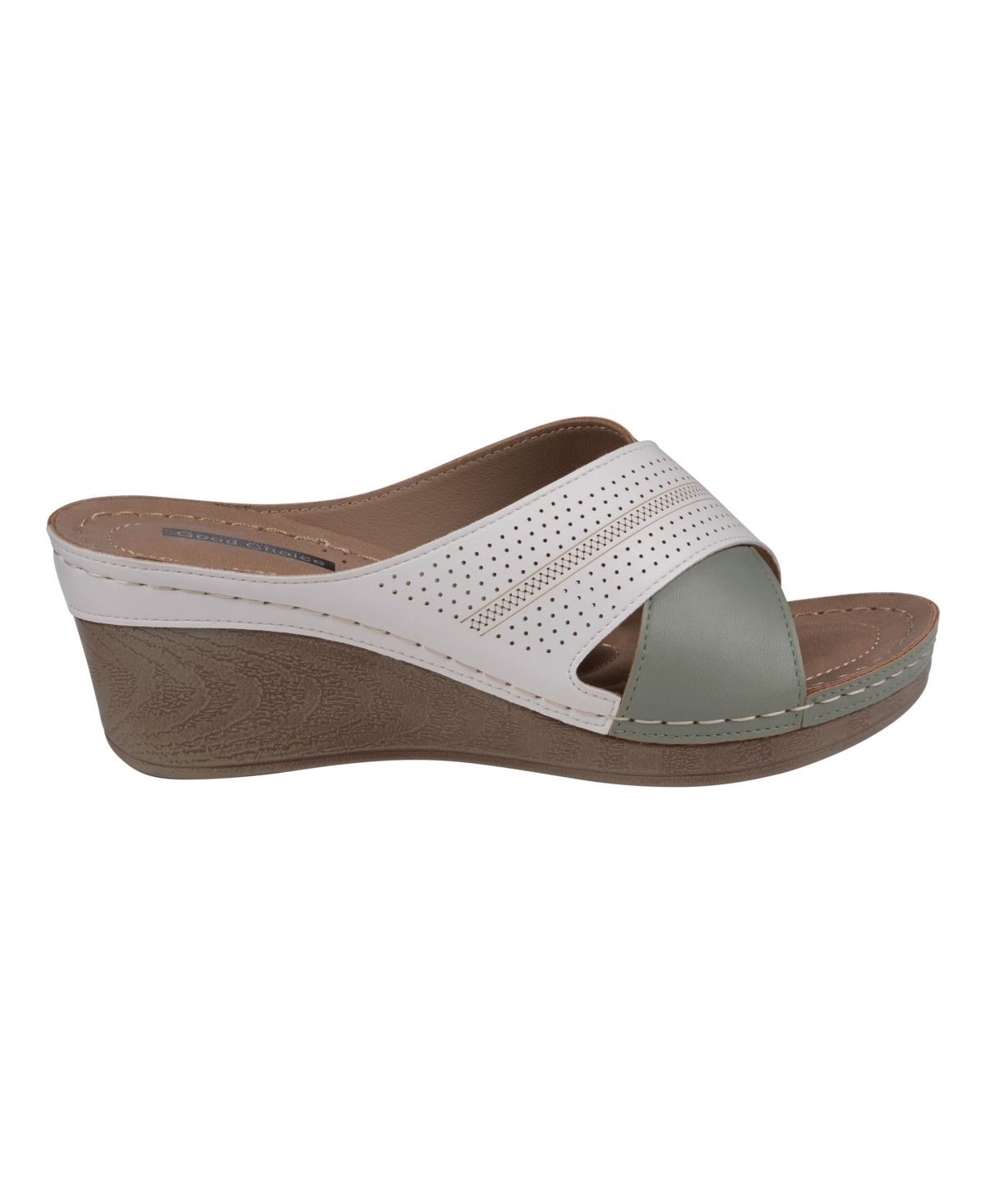 Gc Shoes Women's Hayden Perforated Contrast Cross Strap Wedge Sandals - White