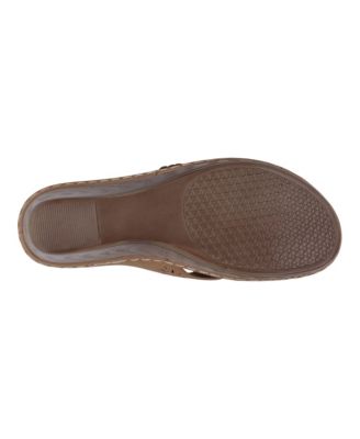 Women's Miller Cross Strap Flower Slip-On Wedge Sandals