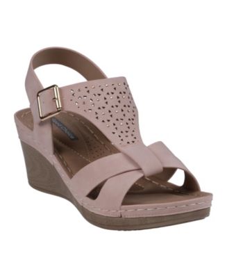 GC Shoes Women's Cole Embellished T-Strap Slingback Wedge Sandals - Macy's