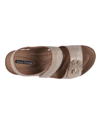 Women's Tulip Stay-Put Double Band Flower Wedge Sandals