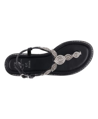 Women's Cali Embellished T Strap Flat Sandals