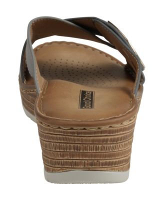 Women's Demi Cross Strap Hardware Slip-On Wedge Sandals