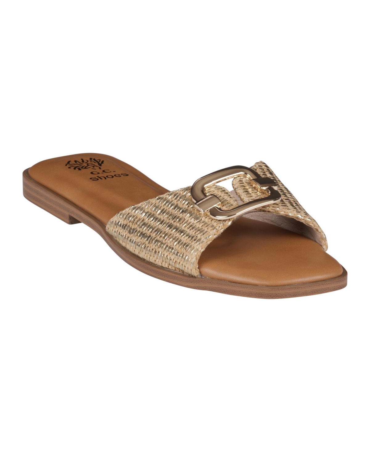 Gc Shoes Women's Davina Hardware Slide Flat Sandals In Gold