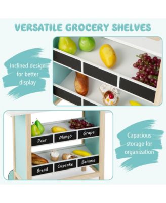 Kids Wooden Ice Cream Cart with Chalkboard and Storage