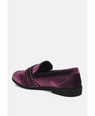 Walkin Stud Detail Velvet Loafers