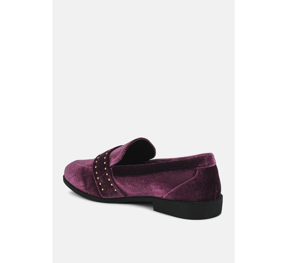 London Rag Walkin Stud Detail Velvet Loafers