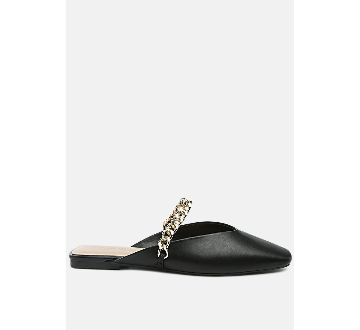catch bling chain strap flat shoes - Nude