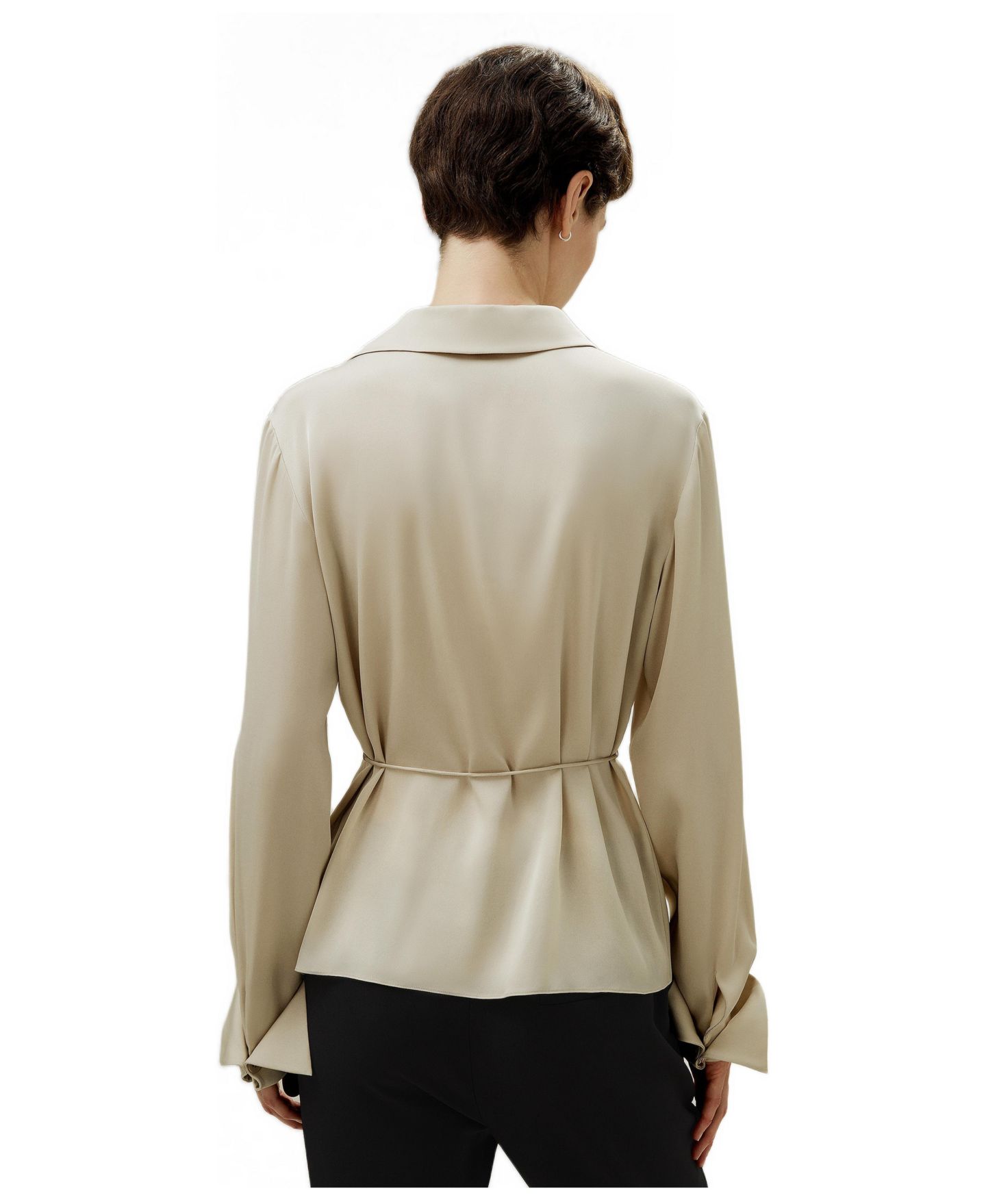 Женская рубашка LILYSILK Asymmetrical Silk with Waist Tie, цвет: Кремовый — фото 2