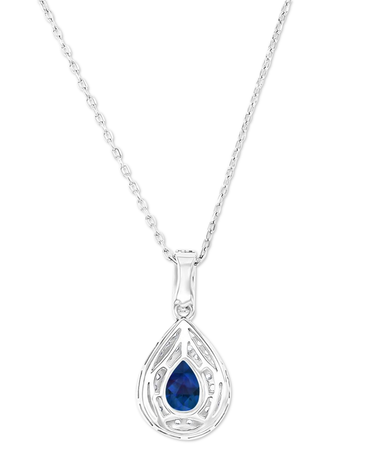 Amethyst (5/8 ct. t.w.) & Lab-Grown White(1/2 ct. t.w.) Teardrop Halo Birthstone Pendant Necklace in Sterling Silver, 16
