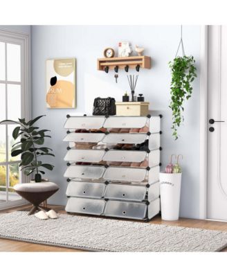 Shoe Rack 12-Cube DIY Plastic Shoe Cabinet Multi Use Modular Closet Shelf