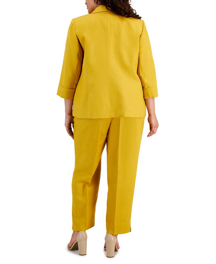Kasper Plus Size LinenBlend Jacket, TwistNeck Top & Pants Macy's