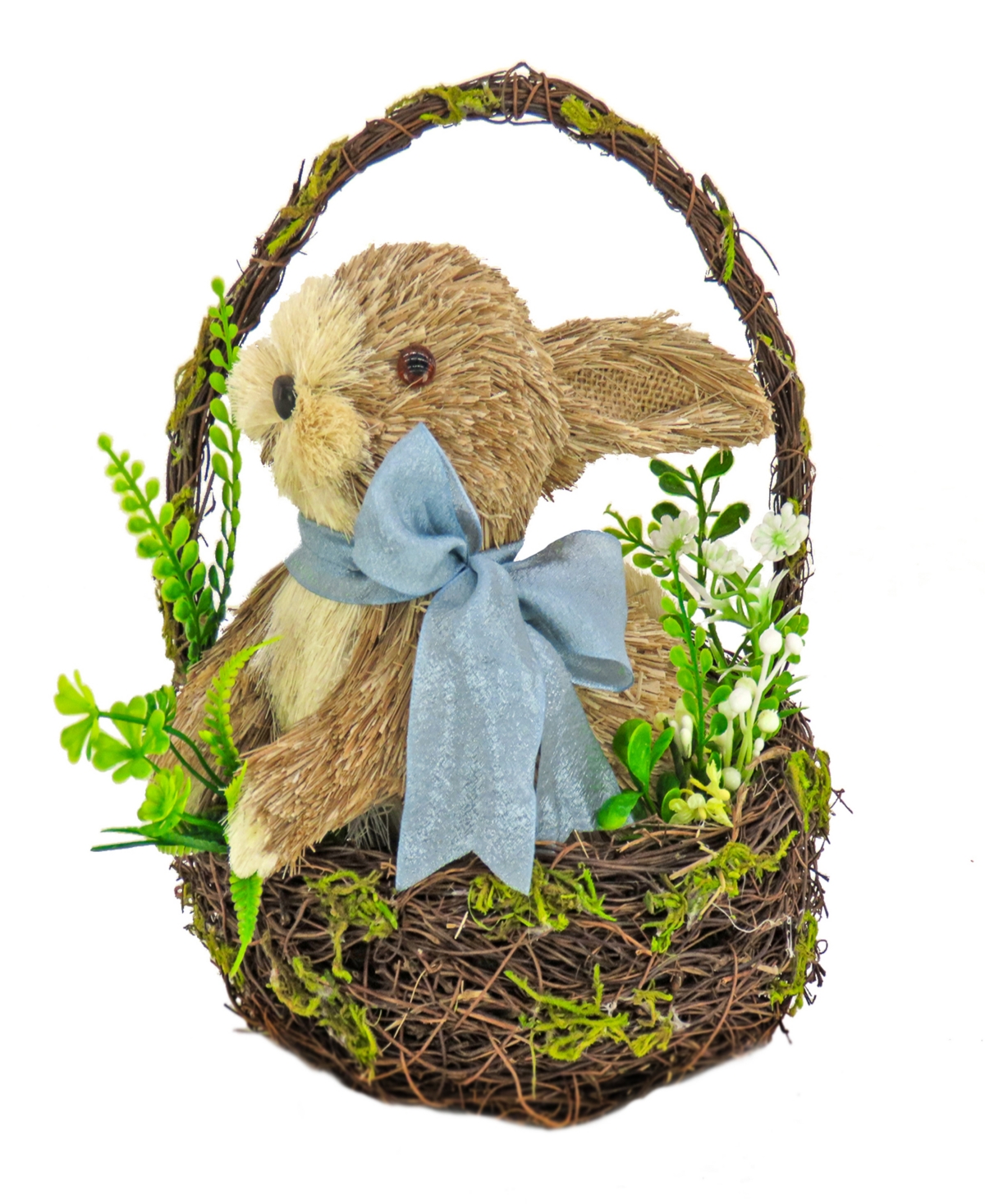 National Tree Company Blue Bow Bunny in Basket
