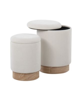 Marla Contemporary Nesting Ottoman Set in Wood and Fabric by Lumisource