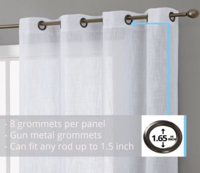 Abbey Faux Linen Textured Semi Sheer Privacy Sun Light Filtering Transparent Window Grommet Long Thick Curtains Drapery Panels For Bedroom Livi