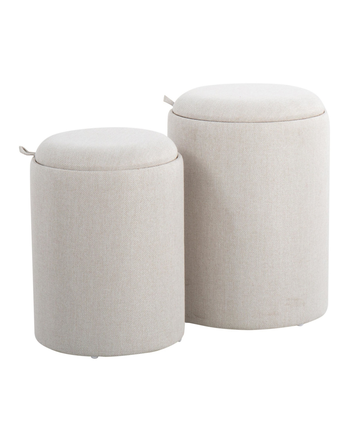 Lumisource Tray Contemporary Nesting Ottoman Set In Fabric And Wood By  In Cream Fabric,natural Wood