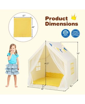 Large Play Tent Kids & Toddlers Playhouse with Washable Cotton Mat, Star Lights