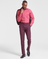 Bar Iii Men's Skinny-Fit Burgundy Wool Blend Suit Pants, Created for Macy's - Red