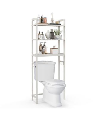 Over-The-Toilet Storage Shelf Space Saving Metal Bathroom Organizer Hooks