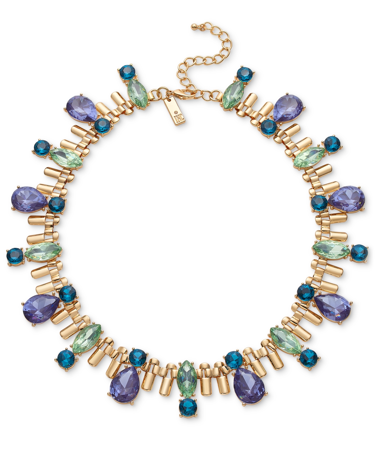 Shop Inc International Concepts Gold-tone Multicolor Crystal All-around Statement Necklace, 17" + 3" Extender, Created For Macy's