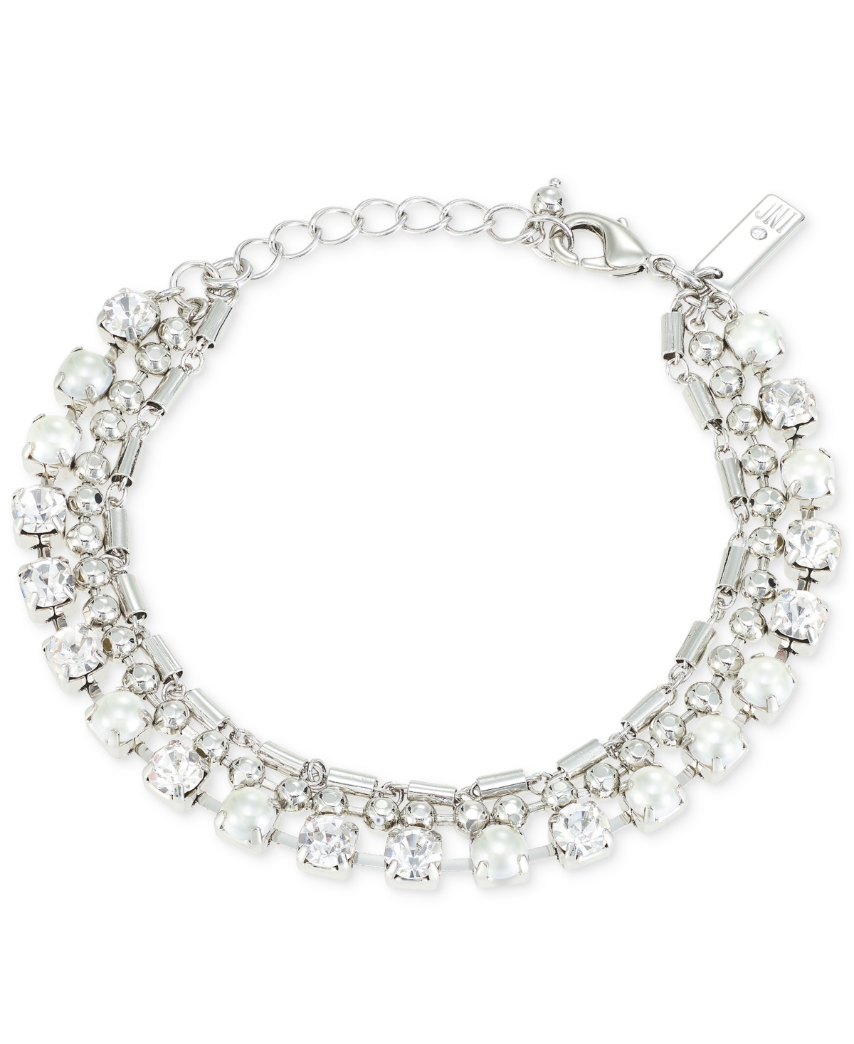 I.n.c. International Concept Stone & Bead Multi-Row Ankle Bracelet, Created for Macy's - Silver