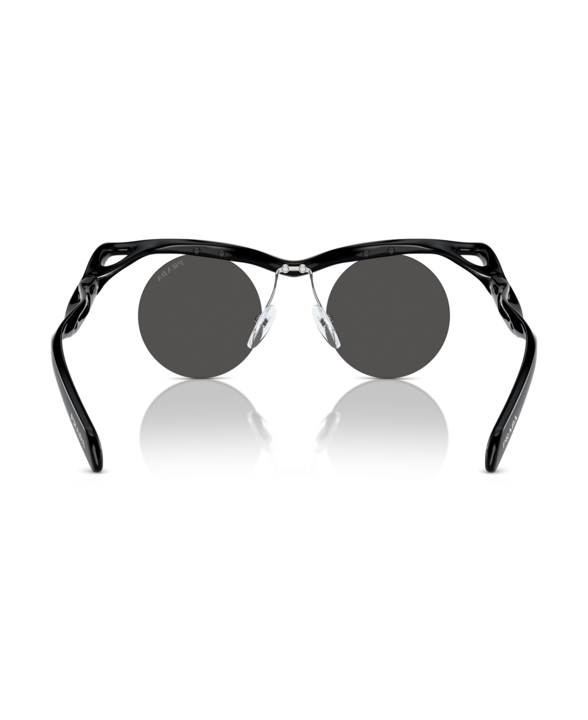 Prada Rimless Mixed-media Round Sunglasses In Black