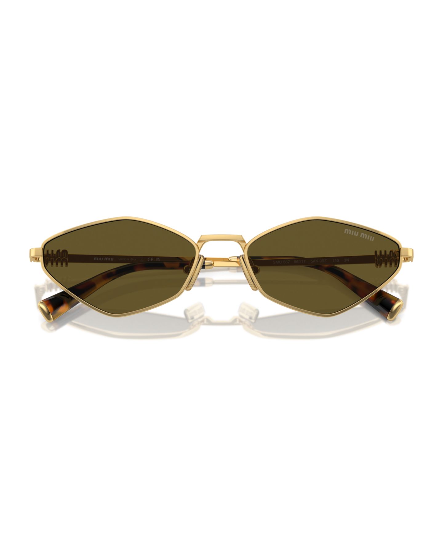 Женские солнцезащитные очки MIU MIU Sunglasses, MU 56Zs, цвет: Золотой / Коричневый — фото 4