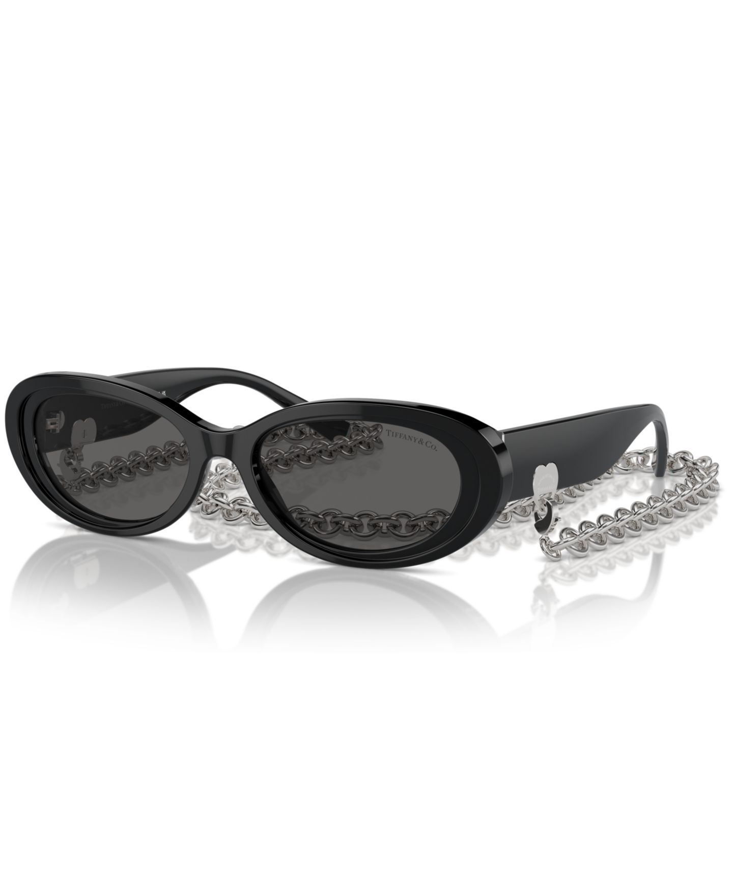 Женские солнцезащитные очки Tiffany & Co. Oval Sunglasses w/Chain, Tf4221, цвет: Чёрный — фото 1