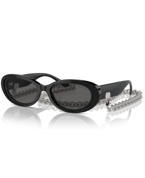 Женские солнцезащитные очки Tiffany & Co. Oval Sunglasses w/Chain, Tf4221, цвет: Чёрный